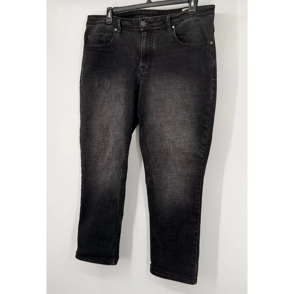 Buffalo David Bitton Jackson Straight Stretch Jeans Black 38x30 Faded Denim